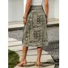 image:imageCHARTOU Women Western Wrap Denim Skirt Floral Print High Waist Tie Side Slit Midi Jean Pencil SkirtsGreen