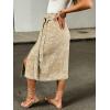 image:imageCHARTOU Women Western Wrap Denim Skirt Floral Print High Waist Tie Side Slit Midi Jean Pencil SkirtsKhaki