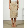 image:imageCHARTOU Women Western Wrap Denim Skirt Floral Print High Waist Tie Side Slit Midi Jean Pencil SkirtsKhaki