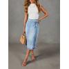 image:imageCHARTOU Women Western Wrap Denim Skirt Floral Print High Waist Tie Side Slit Midi Jean Pencil SkirtsLight Blue