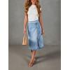 image:imageCHARTOU Women Western Wrap Denim Skirt Floral Print High Waist Tie Side Slit Midi Jean Pencil SkirtsLight Blue