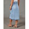image:imageCHARTOU Women Western Wrap Denim Skirt Floral Print High Waist Tie Side Slit Midi Jean Pencil SkirtsLight Blue