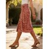 image:imageCHARTOU Women Western Wrap Denim Skirt Floral Print High Waist Tie Side Slit Midi Jean Pencil SkirtsWine