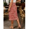 image:imageCHARTOU Women Western Wrap Denim Skirt Floral Print High Waist Tie Side Slit Midi Jean Pencil SkirtsWine