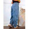 image:imageCHARTOU Women Y2k Barrel Jeans Baggy Zebra Print Denim Wide Leg Pants Cropped Cargo Jean SweatpantsBlue