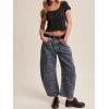image:imageCHARTOU Women Y2k Barrel Jeans Baggy Zebra Print Denim Wide Leg Pants Cropped Cargo Jean SweatpantsGrey Blue