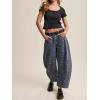 image:imageCHARTOU Women Y2k Barrel Jeans Baggy Zebra Print Denim Wide Leg Pants Cropped Cargo Jean SweatpantsGrey Blue