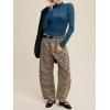 image:imageCHARTOU Women Y2k Barrel Jeans Baggy Zebra Print Denim Wide Leg Pants Cropped Cargo Jean SweatpantsKhaki