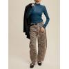 image:imageCHARTOU Women Y2k Barrel Jeans Baggy Zebra Print Denim Wide Leg Pants Cropped Cargo Jean SweatpantsKhaki