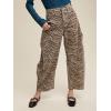 image:imageCHARTOU Women Y2k Barrel Jeans Baggy Zebra Print Denim Wide Leg Pants Cropped Cargo Jean SweatpantsKhaki