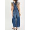 image:imageCHARTOU Women Y2k Butterfly Embroidered Denim Overalls Cropped Baggy Barrel Jeans Adjustable Bib Wide Leg JumpsuitsBlue