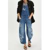 image:imageCHARTOU Women Y2k Butterfly Embroidered Denim Overalls Cropped Baggy Barrel Jeans Adjustable Bib Wide Leg JumpsuitsBlue