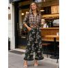image:imageCHARTOU Women Y2k Crop Ruffle Hem Wide Leg Jeans Baggy Floral Print Patchwork Ankle Denim Pants with PocketsBlack