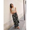 image:imageCHARTOU Women Y2k Crop Ruffle Hem Wide Leg Jeans Baggy Floral Print Patchwork Ankle Denim Pants with PocketsBlack