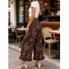 image:imageCHARTOU Women Y2k Crop Ruffle Hem Wide Leg Jeans Baggy Floral Print Patchwork Ankle Denim Pants with PocketsBrown