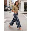 image:imageCHARTOU Women Y2k Crop Ruffle Hem Wide Leg Jeans Baggy Floral Print Patchwork Ankle Denim Pants with PocketsDark Blue