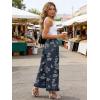 image:imageCHARTOU Women Y2k Crop Ruffle Hem Wide Leg Jeans Baggy Floral Print Patchwork Ankle Denim Pants with PocketsDark Blue