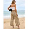 image:imageCHARTOU Women Y2k Crop Ruffle Hem Wide Leg Jeans Baggy Floral Print Patchwork Ankle Denim Pants with PocketsKhaki