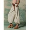 image:imageCHARTOU Women Y2k Lotus Jeans Tie Balloon Wide Leg Denim Pants Mid Waist Cargo Baggy Jeans SweatpantsBeige