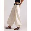 image:imageCHARTOU Women Y2k Lotus Jeans Tie Balloon Wide Leg Denim Pants Mid Waist Cargo Baggy Jeans SweatpantsBeige