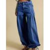 image:imageCHARTOU Women Y2k Lotus Jeans Tie Balloon Wide Leg Denim Pants Mid Waist Cargo Baggy Jeans SweatpantsDark Blue