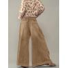 image:imageCHARTOU Womens Baggy Wide Leg Denim Pants Drawstring Midi Waisted Flare Jeans Ruffle Pleated Button JeansKhaki