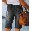 image:imageCHARTOU Womens Denim Bermuda Shorts Distressed Ripped Stretchy Jean Shorts with PocketsBlack