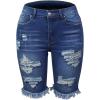 image:imageCHARTOU Womens Denim Bermuda Shorts Distressed Ripped Stretchy Jean Shorts with PocketsDark Blue