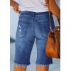 image:imageCHARTOU Womens Denim Bermuda Shorts Distressed Ripped Stretchy Jean Shorts with PocketsDark Blue