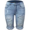 image:imageCHARTOU Womens Denim Bermuda Shorts Distressed Ripped Stretchy Jean Shorts with PocketsLight Blue