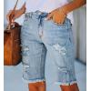 image:imageCHARTOU Womens Denim Bermuda Shorts Distressed Ripped Stretchy Jean Shorts with PocketsLight Blue