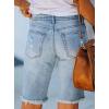 image:imageCHARTOU Womens Denim Bermuda Shorts Distressed Ripped Stretchy Jean Shorts with PocketsLight Blue