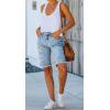 image:imageCHARTOU Womens Denim Bermuda Shorts Distressed Ripped Stretchy Jean Shorts with PocketsLight Blue