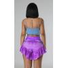 image:imageCHARTOU Womens Sexy High Waist Ruffled Flare Bottom Flowy Denim Jeans Mini ShortsPurple