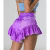 image:imageCHARTOU Womens Sexy High Waist Ruffled Flare Bottom Flowy Denim Jeans Mini ShortsPurple