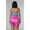 image:imageCHARTOU Womens Sexy High Waist Ruffled Flare Bottom Flowy Denim Jeans Mini ShortsRose