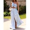 image:imageCHARTOU Womens Smocked High Waisted Button Fly Maxi Jean Skirts Lightweight Denim Flowy Long Skirt with SlitLight Blue