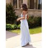 image:imageCHARTOU Womens Smocked High Waisted Button Fly Maxi Jean Skirts Lightweight Denim Flowy Long Skirt with SlitLight Blue