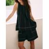 image:imageCHARTOU Womens Summer Jean Denim Shorts Sets 2 Piece Outfits Loose Sleeveless Vest Matching SetsBlack