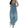 image:imageCHARTOU Y2k Barrel Jeans Overalls Womens Boyfriend Denim Jumpsuit Cargo Patchwork Baggy Jeans Cropped PantsBlue