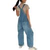 image:imageCHARTOU Y2k Barrel Jeans Overalls Womens Boyfriend Denim Jumpsuit Cargo Patchwork Baggy Jeans Cropped PantsBlue