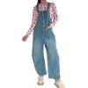 image:imageCHARTOU Y2k Barrel Jeans Overalls Womens Boyfriend Denim Jumpsuit Cargo Patchwork Baggy Jeans Cropped PantsBlue