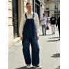 image:imageCHARTOU Y2k Barrel Jeans Overalls Womens Boyfriend Denim Jumpsuit Cargo Patchwork Baggy Jeans Cropped PantsDark Blue