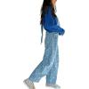 image:imageCHARTOU Y2k Polka Dot Barrel Jeans Overalls for Women Baggy Denim Jumpsuit Cargo Wide Leg Pants with PocketsBlue