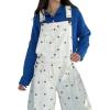 image:imageCHARTOU Y2k Polka Dot Barrel Jeans Overalls for Women Baggy Denim Jumpsuit Cargo Wide Leg Pants with PocketsChocolate Brown