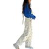 image:imageCHARTOU Y2k Polka Dot Barrel Jeans Overalls for Women Baggy Denim Jumpsuit Cargo Wide Leg Pants with PocketsChocolate Brown