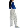 image:imageCHARTOU Y2k Polka Dot Barrel Jeans Overalls for Women Baggy Denim Jumpsuit Cargo Wide Leg Pants with PocketsWhite
