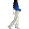 image:imageCHARTOU Y2k Polka Dot Barrel Jeans Overalls for Women Baggy Denim Jumpsuit Cargo Wide Leg Pants with PocketsWhite