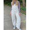 image:imageCHARTOU Y2k Polka Dot Barrel Jeans Overalls for Women Baggy Denim Jumpsuit Cargo Wide Leg Pants with PocketsWhite