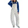 image:imageCHARTOU Y2k Polka Dot Barrel Jeans Overalls for Women Baggy Denim Jumpsuit Cargo Wide Leg Pants with PocketsWhite
